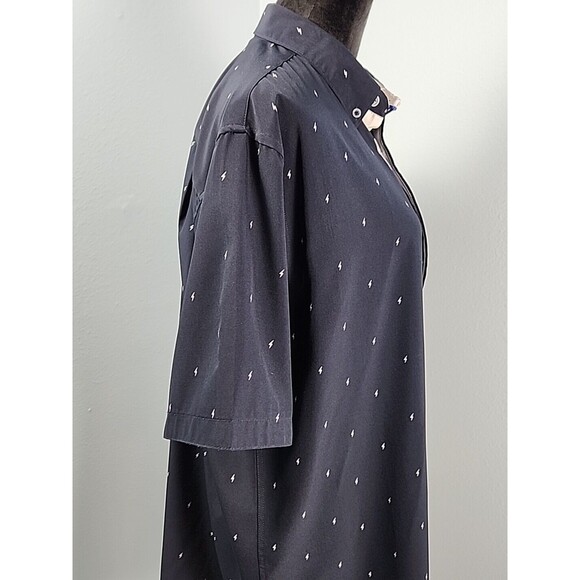 Fried Denim NYC Mens Short Sleeve XL Button Shirt Navy Blue Slim Fit Lightning - Picture 7 of 11